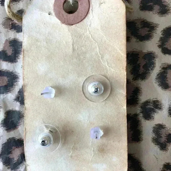 Handmade Wooden And Fabric Button Earrings NEW - Picture 3 of 3